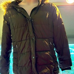 St. John’s Bay women’s quilted jacket with hood.
